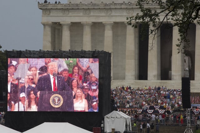 Trump celebrates US might, avoids politics in rousing July 4 speech