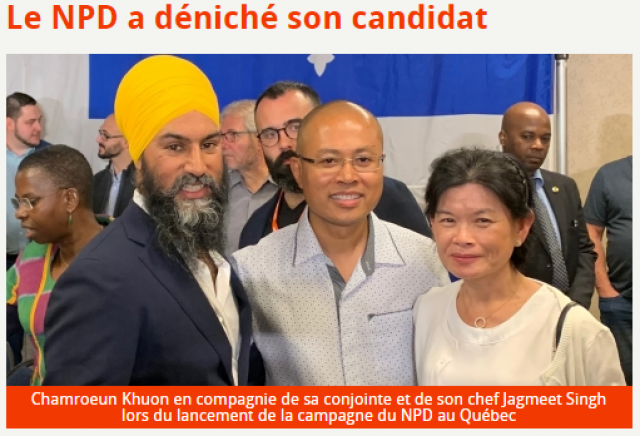A Cambodian from the Province of Quebec Runs in the Election of his Adopted Country: Canada 