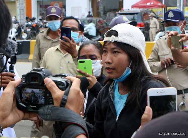 A Woman Arrested for Taking Part in a Protest for the Release of Rong Chhun Is Charged in Court
