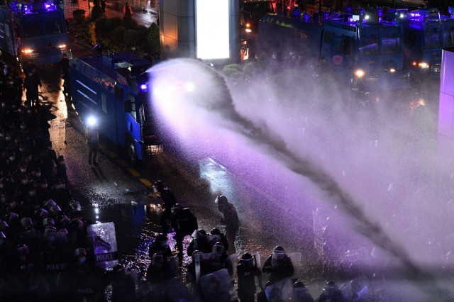 Thai police use water cannons against Bangkok protesters