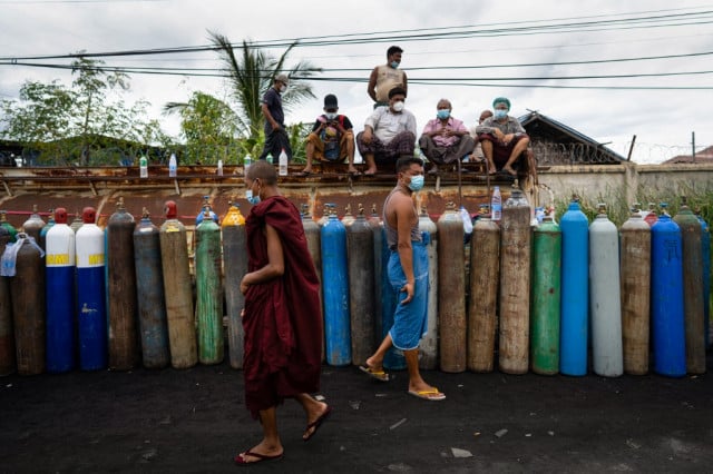 Desperate search for oxygen in Myanmar as latest Covid wave hits