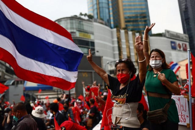 Protesters call to 'kick out' Thai PM on coup anniversary