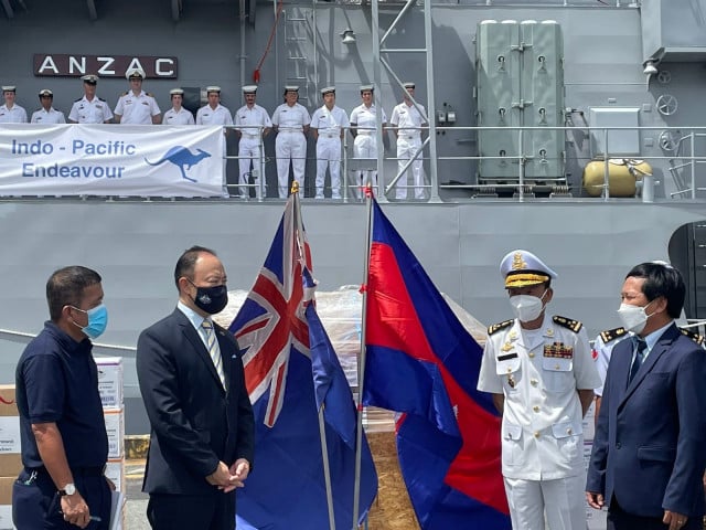 HMAS Anzac Docks, Donating COVID-19 Supplies as Ream Naval Base Scrutinized