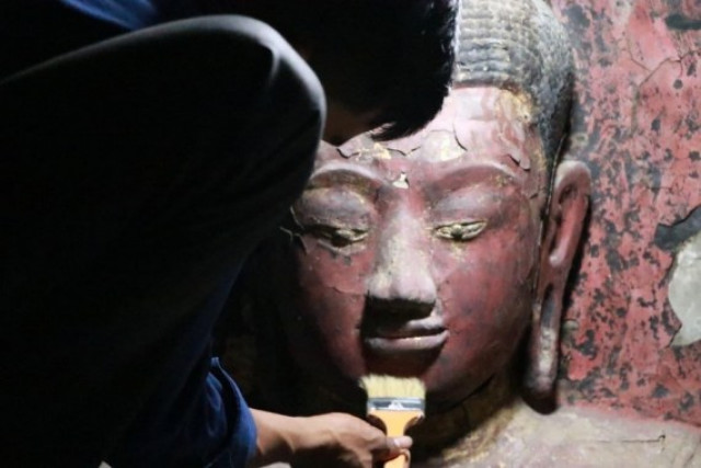 Cambodia restores Buddha statues at Bakan tower of famed Angkor Wat