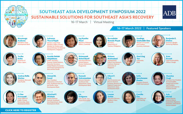 Join the ADB Conference on Sustainable Solutions for Recovery in Southeast Asia