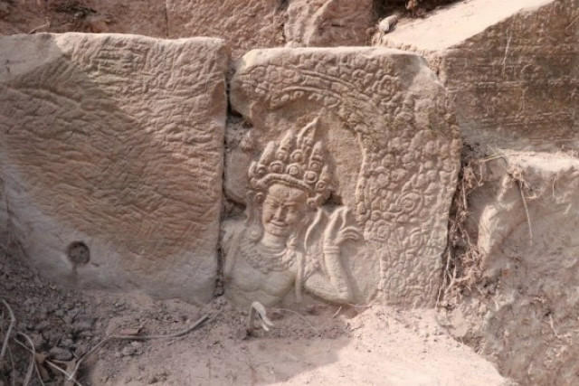 12th-century stone carvings found at Takav Gate in Cambodia's famed Angkor