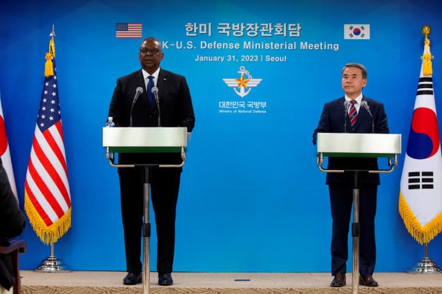 US, South Korean defence chiefs vow more drills to counter North