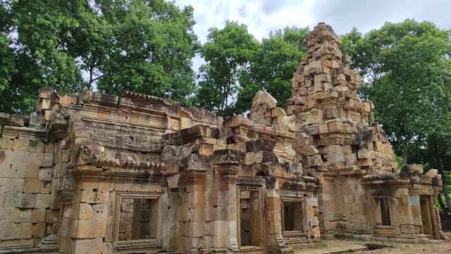 The Basaet Temple: damaged over the centuries, rescued by Cambodian experts, and now standing in its peaceful setting