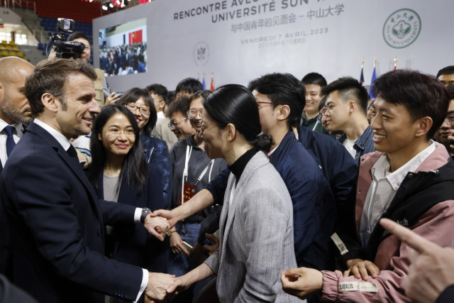 Macron Mobbed at University on Final Day of China Trip