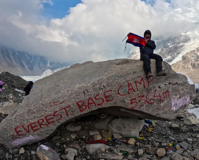 Cambodian Flag Flies High on the Himalayas