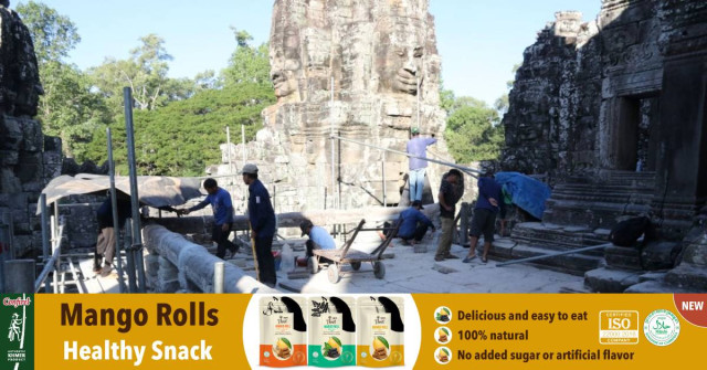 Restoration of Bayon Temple's Platform in Cambodia's Famed Angkor Park Completed